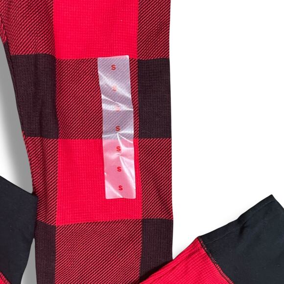 Old Navy Kids S Red Buffalo Plaid Thermal Leggings Bottoms Match the Fam Pants - Picture 4 of 10